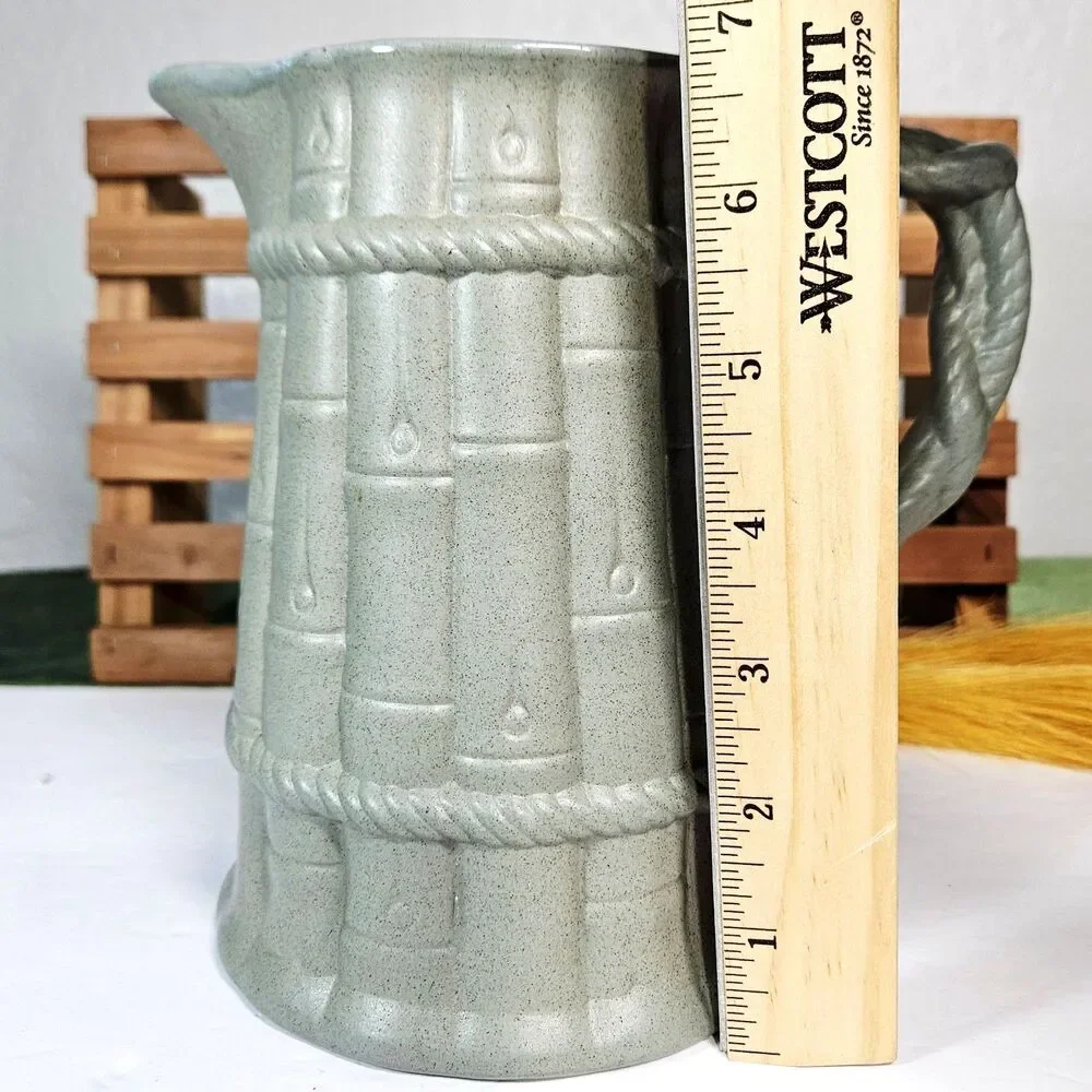 Vtg Salt Glazed Drabware Relief Pitcher Jug Ridgway Pottery Staffordshire Bamboo